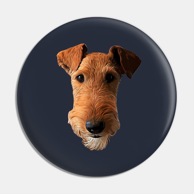 Airedale Terrier Head Art Lakeland Welsh Pin by ElegantCat