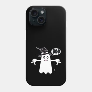 An unhappy ghost in a hat is saying BOO! Ghost Of Disapproval Phone Case