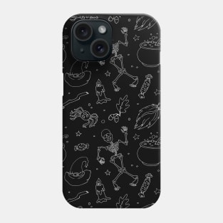 seamless halloween pattern with witchcraft elements Phone Case