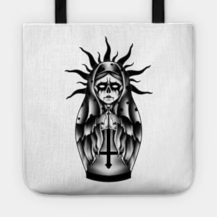 Black metal matryoshka doll Tote