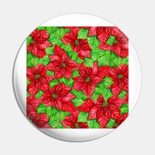 Poinsettia watercolor Christmas pattern Pin