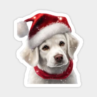 a sweet dog with Santa Claus hat Magnet