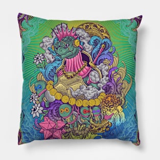 Turtle Engraving Surrealism Artwork Pillow