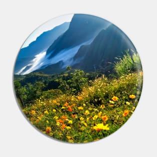 Green Nature Mountains Scene Pin