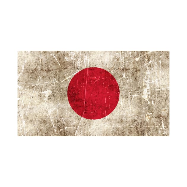 Vintage Aged and Scratched Japanese Flag by jeffbartels