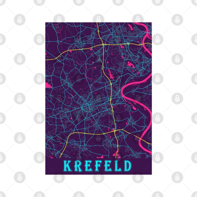 Krefeld Neon City Map by tienstencil