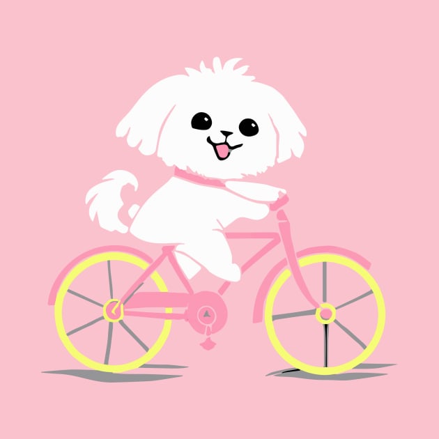 Maltese Bicycle Dog Owner Retro Funny Dog by BetterManufaktur