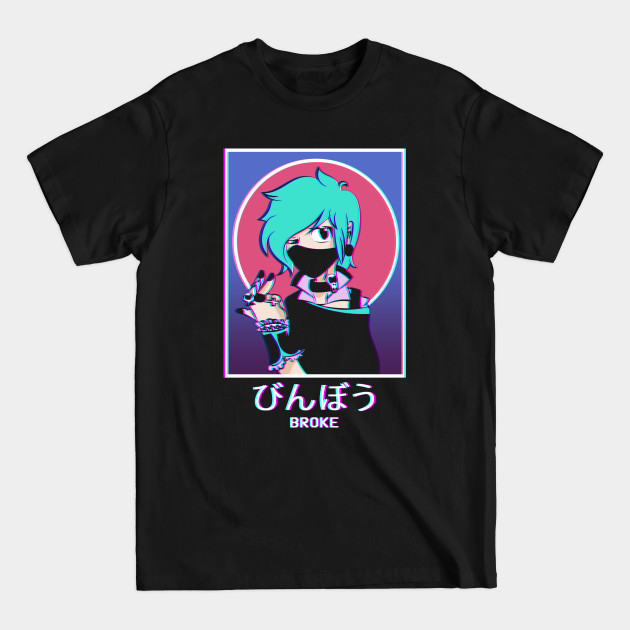 Discover Broke Goth Anime Girl Vaporwave Grunge Kanji Weeb - Aesthetic Anime - T-Shirt