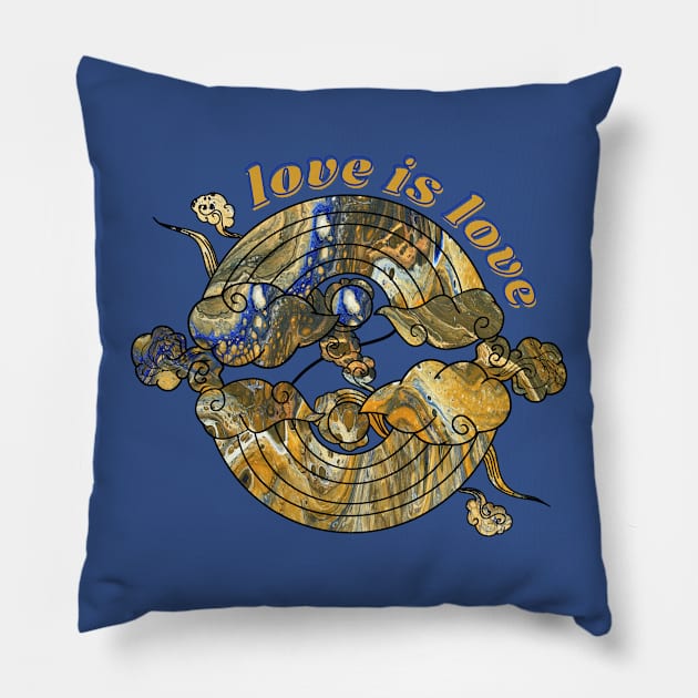 Love is Love Rainbows - Golden Warrior Pillow by v_art9