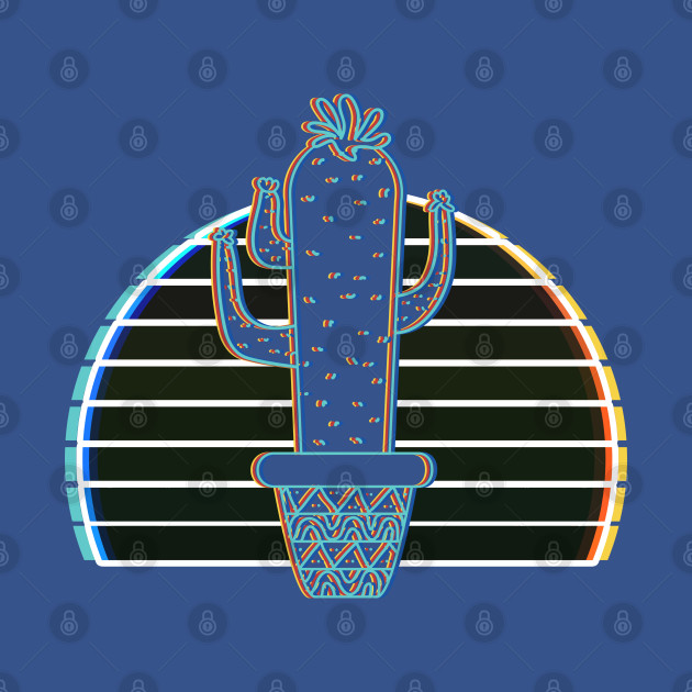 Discover 80s Style Cactus Plant in the Pod Sunset - Cactus Vintage - T-Shirt