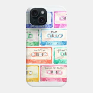 Watercolor color cassettes Spanish labels Phone Case