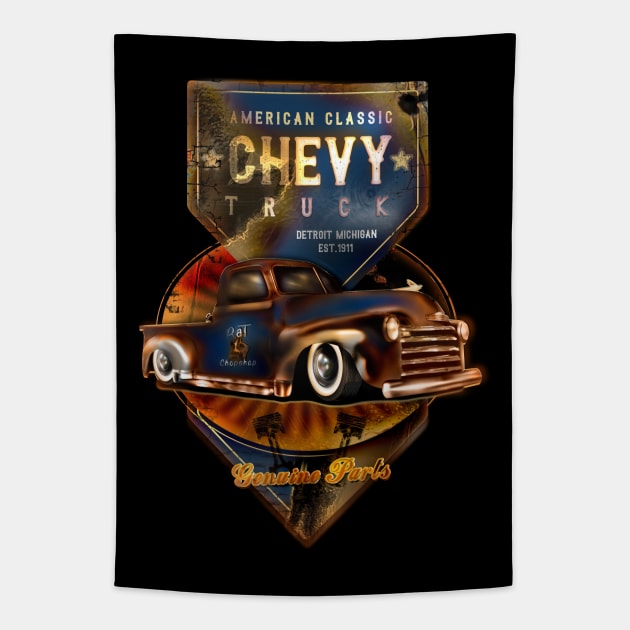 Chevy 3100 Rat Rod Tapestry by hardtbonez