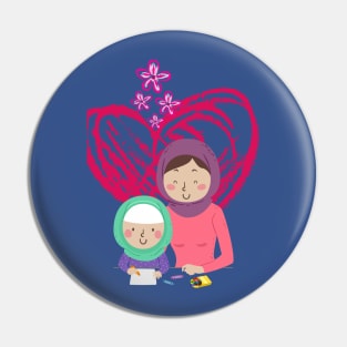 Muslim Mom and Child coloring together Pin