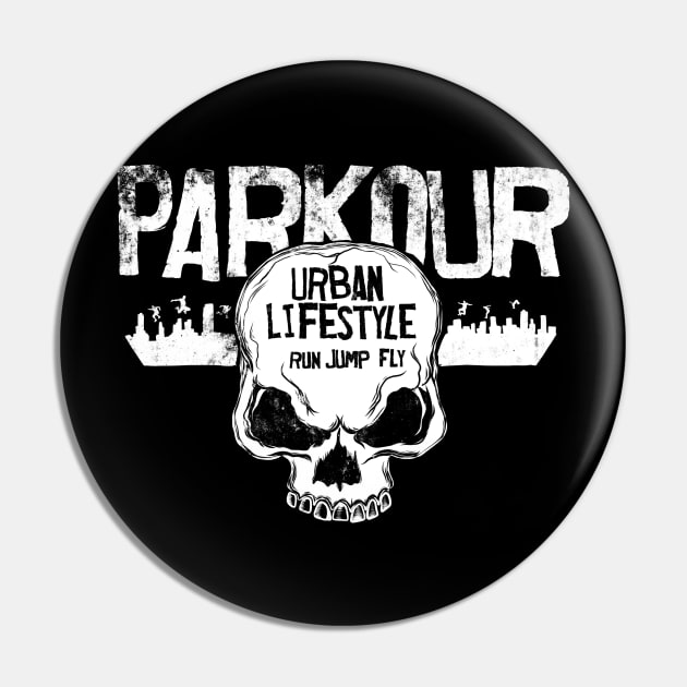 Parkour Urban Lifestyle White Pin by Kelimok