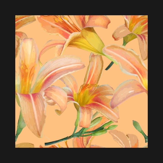 Tiger Lilies on Peach Repeat 5748 by ArtticArlo