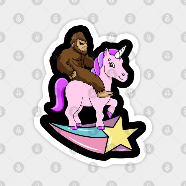 Bigfoot Riding A Unicorn Magnet by FullOnNostalgia