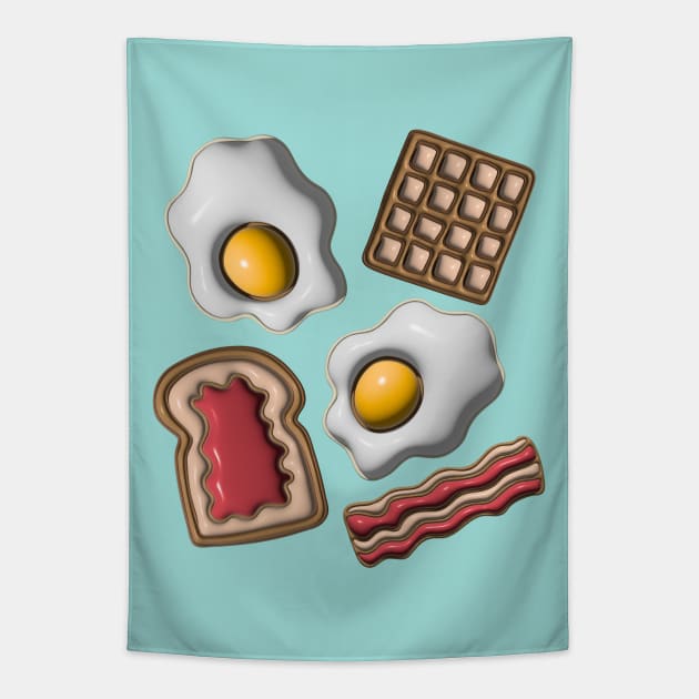 BREAKFAST FRIED EGGS TOAST JAM WAFFLES - UnBlink Studio by Jackie Tahara Tapestry by UnBlink Studio by Jackie Tahara