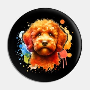 Watercolor Orange Lagotto Romagnolo Pin