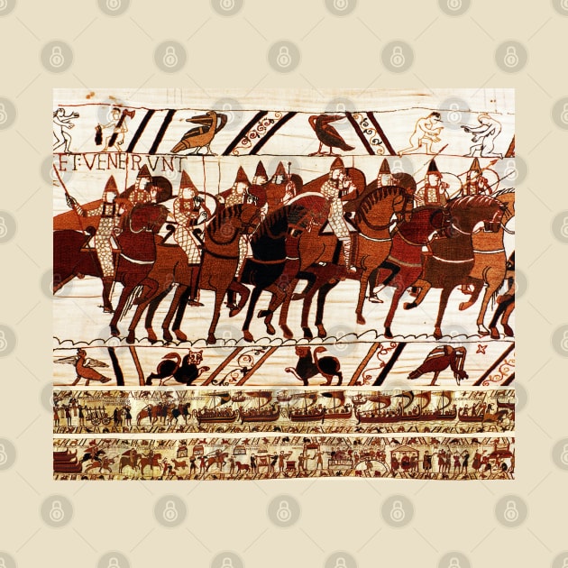 THE BAYEUX TAPESTRY ,NORMAN ARMY IN BATTLE OF HASTINGS ,KNIGHTS HORSEBACK by BulganLumini