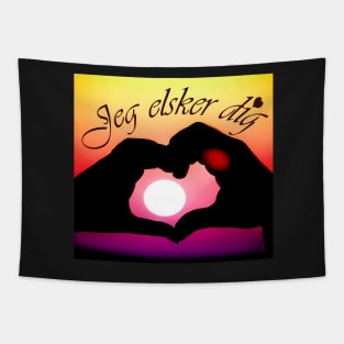 Jeg elsker dig ( I love you in Danish) - Pop art Tapestry