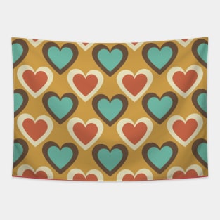 Retro Hearts Pattern in Yellow Tapestry