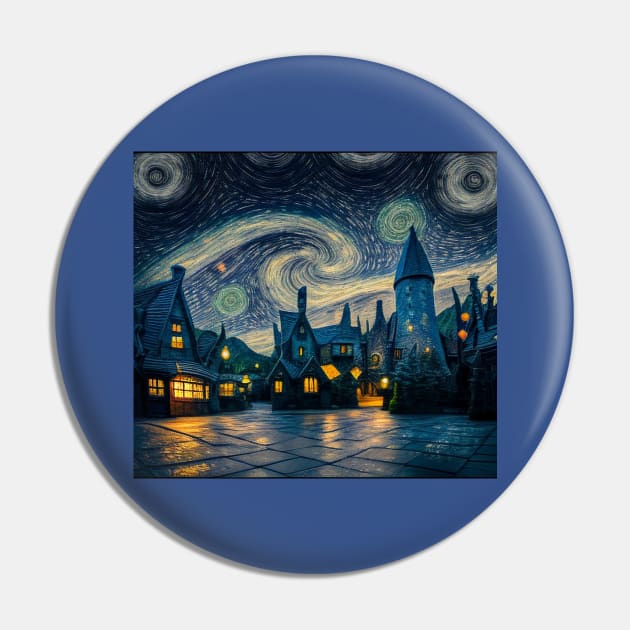 Starry Night Over Hogsmeade Village Pin by Grassroots Green