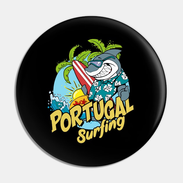 Portugal surfing shark Pin by SerenityByAlex