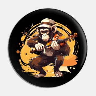 Monkey Playing Violin Pin