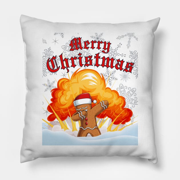 Merry Christmas Dab-splosion Pillow by AbsZeroPi