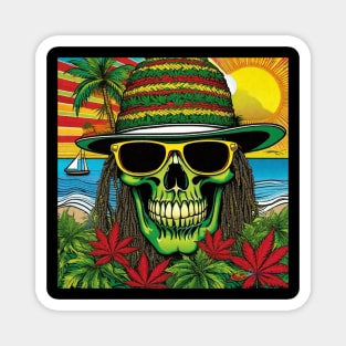 Reggae Music - Jamaican Stoner Skull 13 Magnet