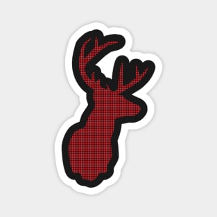 Deer, Red and Black Plaid Magnet