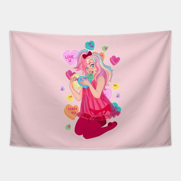 candy hearts Tapestry by melivillosa