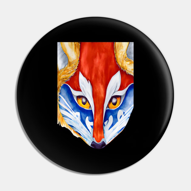 Kitsune fox Pin by vaporgraphic