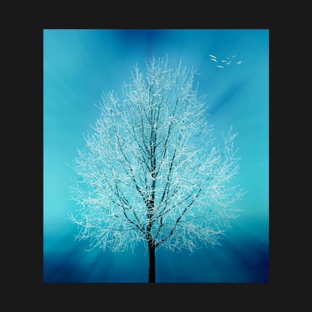 Winter Tree In Blue by JimDeFazioPhotography