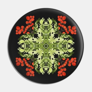 Spruce and Holly Berries Pattern Pin