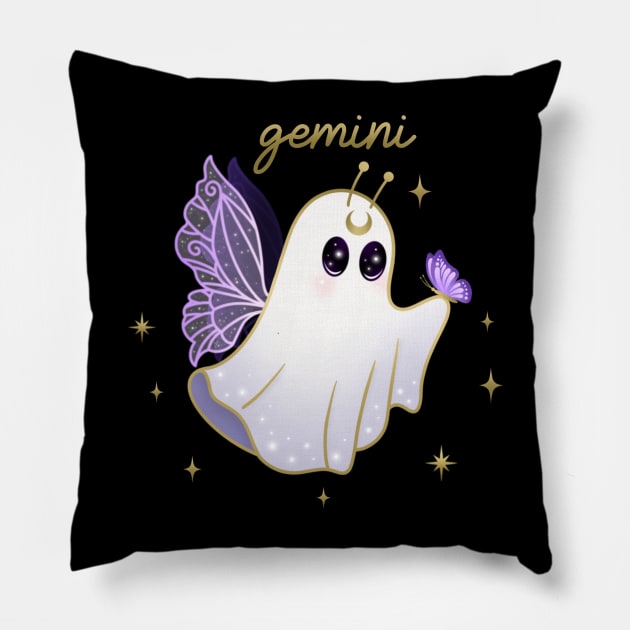 Gemini Butterfly Fairy Ghost Pillow by moonstruck crystals