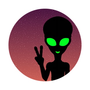 Colourful, Cute Design of an Alien Giving a Peace Sign T-Shirt