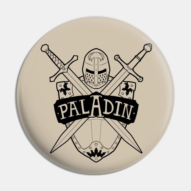 Paladin Class - Black Design Pin by CliffeArts