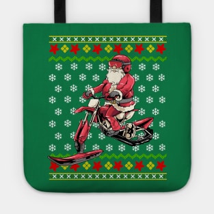 Santa Claus Ice Bike Ugly Christmas Sweater Tote