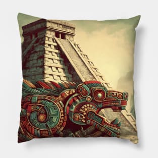 Mystical Echoes: Maya Art Revived in Vibrant Illustrations Pillow