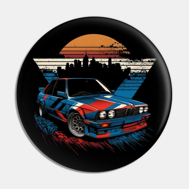 E30 M3 Vintage 80s style Racing Design Pin by Kid Relic