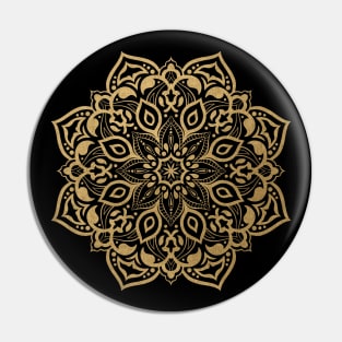 Elegant gold mandala on black Pin