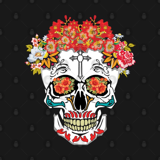 Sugar Skull Dia De Los Muertos Day Of Dead Floral by CrissWild