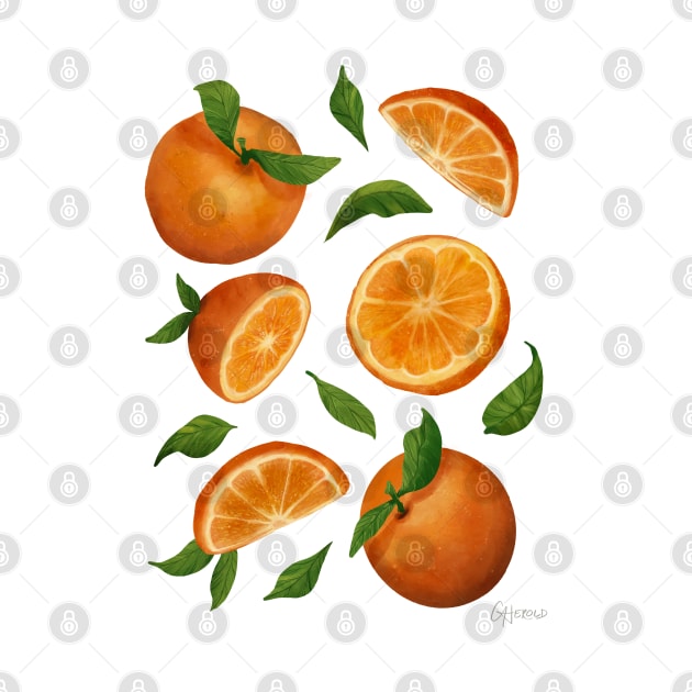 Oranges Citrus Fruit Halves and Slices by catherold