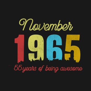 Classic November 1965 55 Years Old Retro 55th Birthday Gift T-Shirt