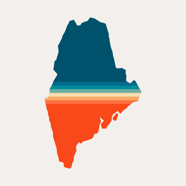 Maine State Retro Map by n23tees