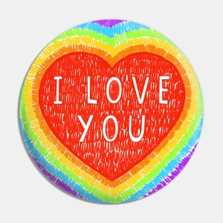 I Love You Rainbow Heart Pin
