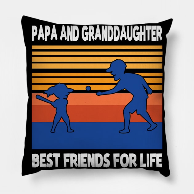 Papa Granddaughter Playing Baseball Together Best Friends For Life Happy Father Mother Day Pillow by joandraelliot