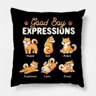 Good Boy Expressions - Cute Shiba Inu Dog Gift Pillow