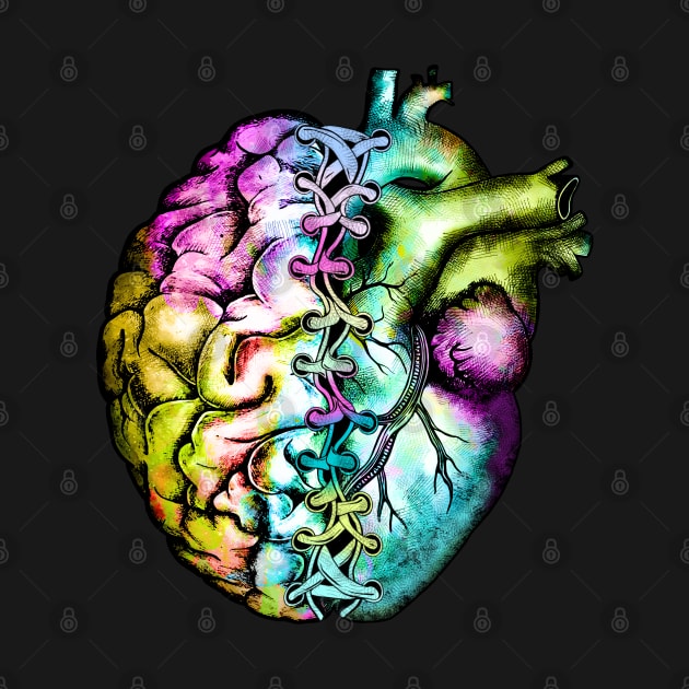 Right balance between brain and heart, colorful, raimbow, bound by Collagedream